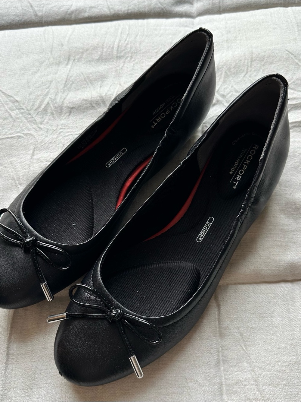Rockport Black Leather Bow Ballet Flats